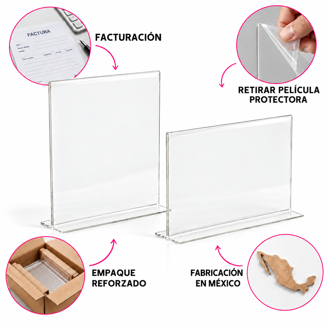 Porta Menú / Porta Hojas de Acrílico Transparente Doble Vista 2 mm Tamaño Carta · Paquete de 5 — miniatura 4
