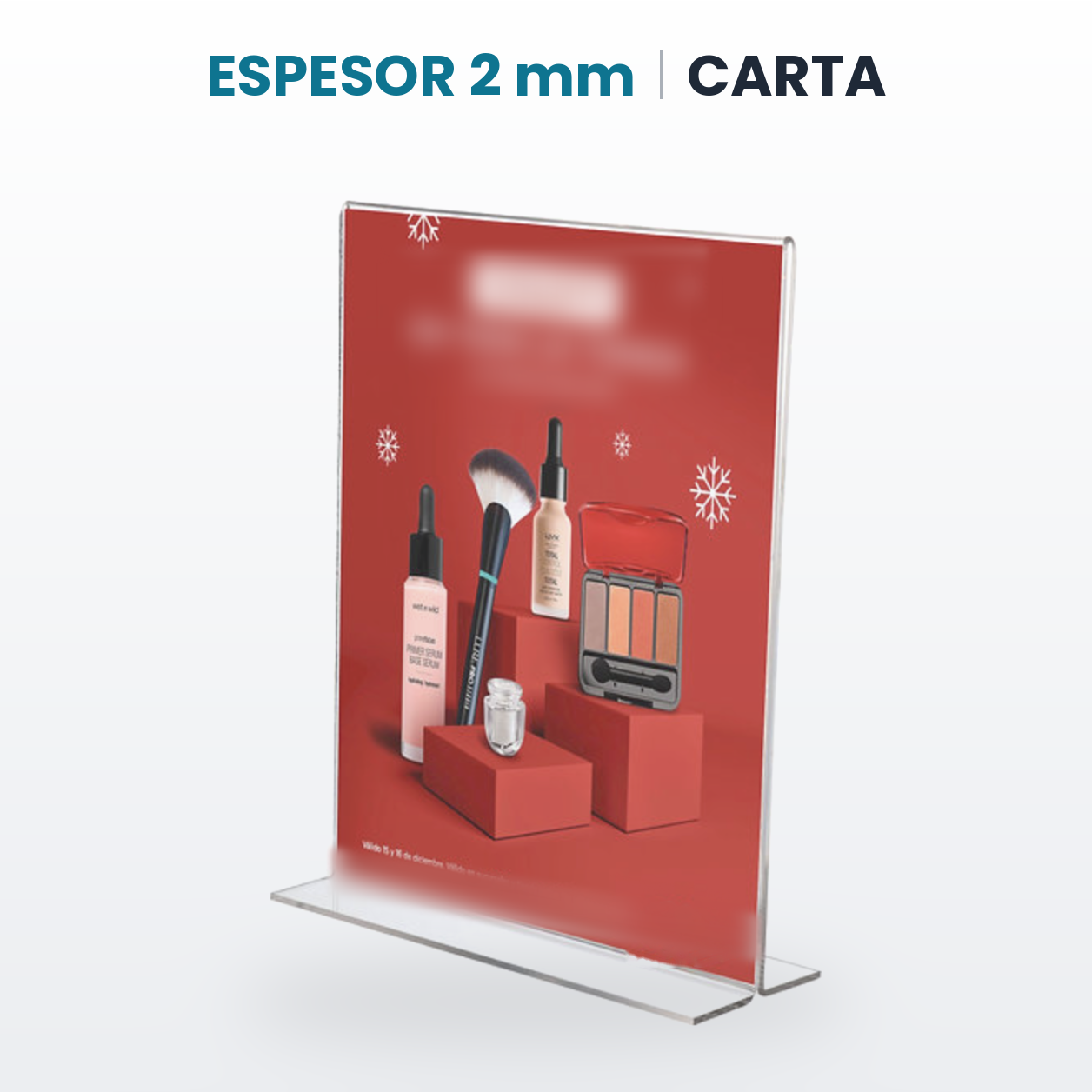 Porta menú doble vista vertical de acrílico transparente 2 mm — miniatura 2
