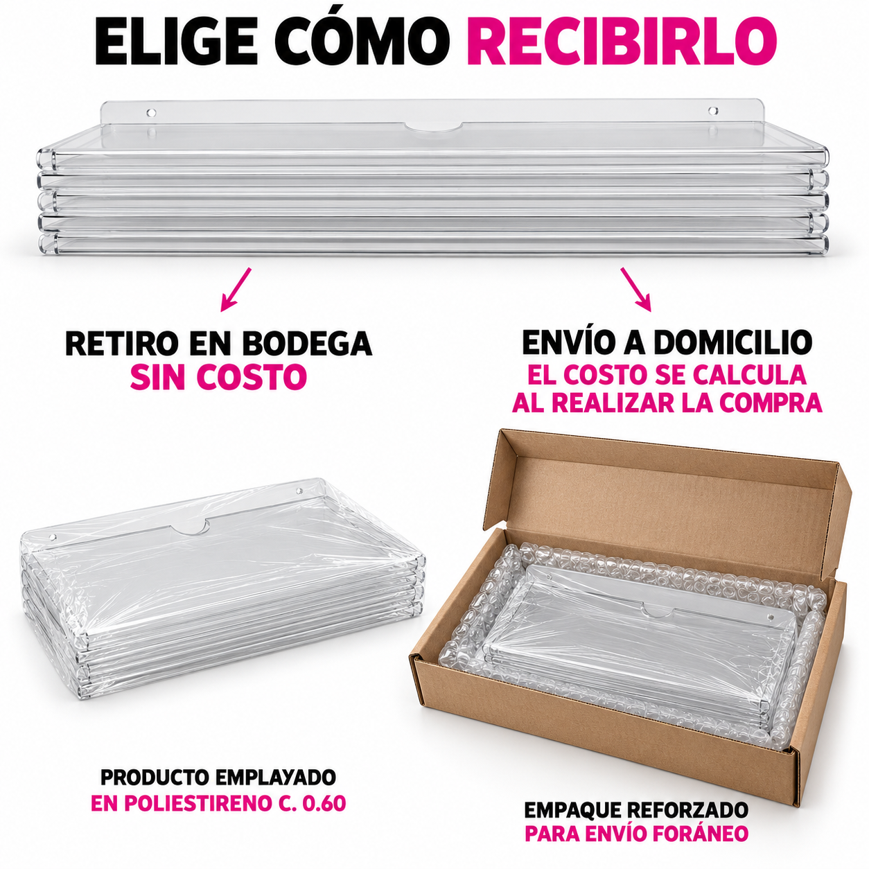 Porta Hojas de Pared de Acrílico Transparente Carta 2 mm, Vertical / Horizontal, Paquete de 5 — miniatura 7