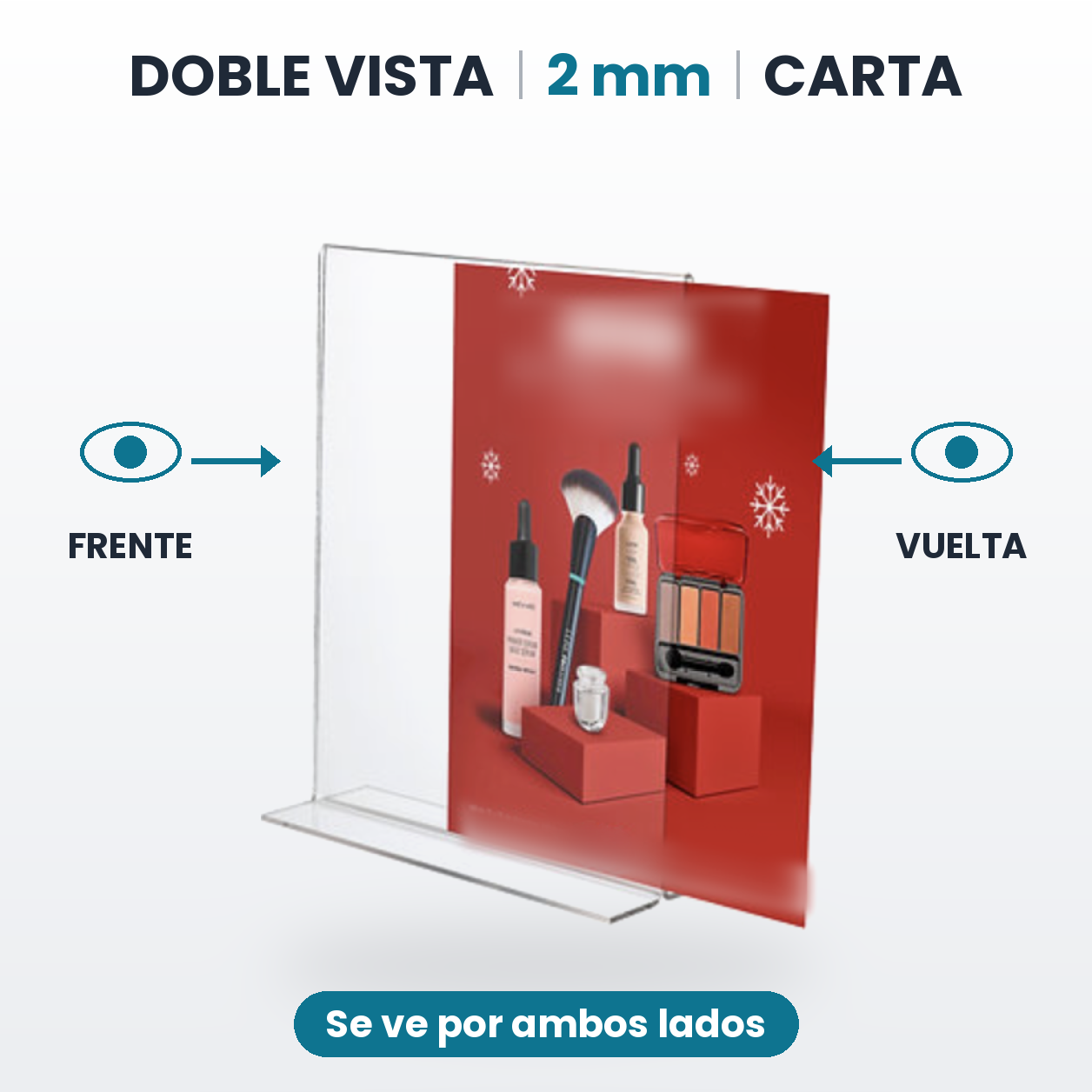 Porta menú doble vista vertical de acrílico transparente 2 mm — miniatura 4