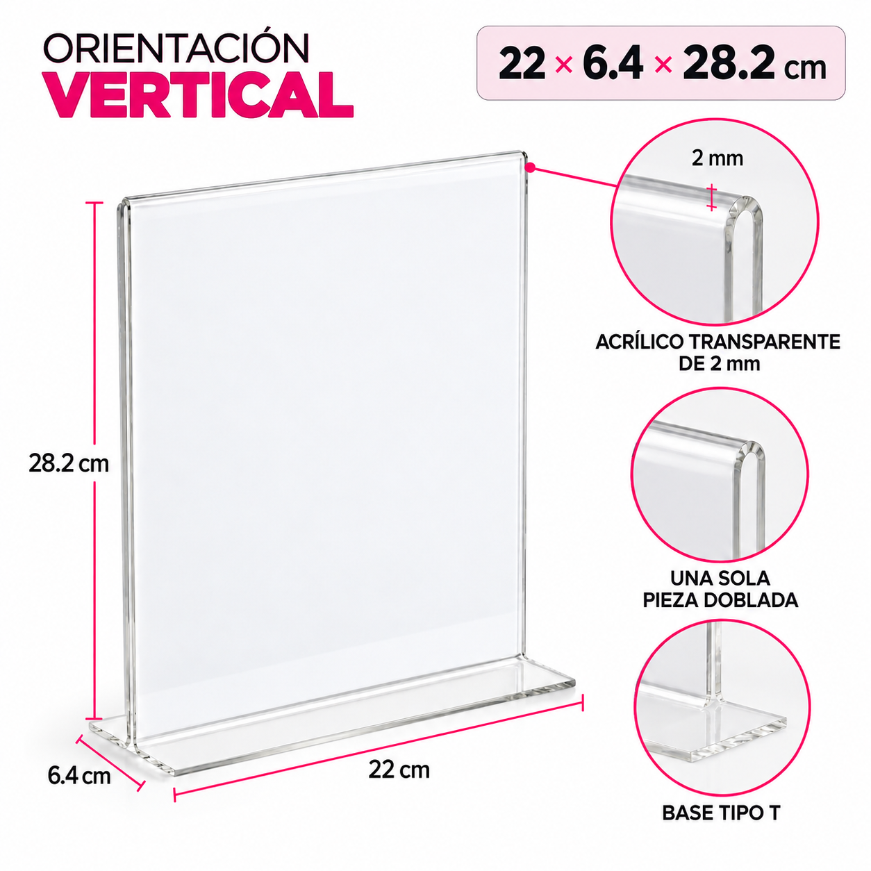 Porta Menú / Porta Hojas de Acrílico Transparente Doble Vista 2 mm Tamaño Carta · Paquete de 5 — miniatura 2