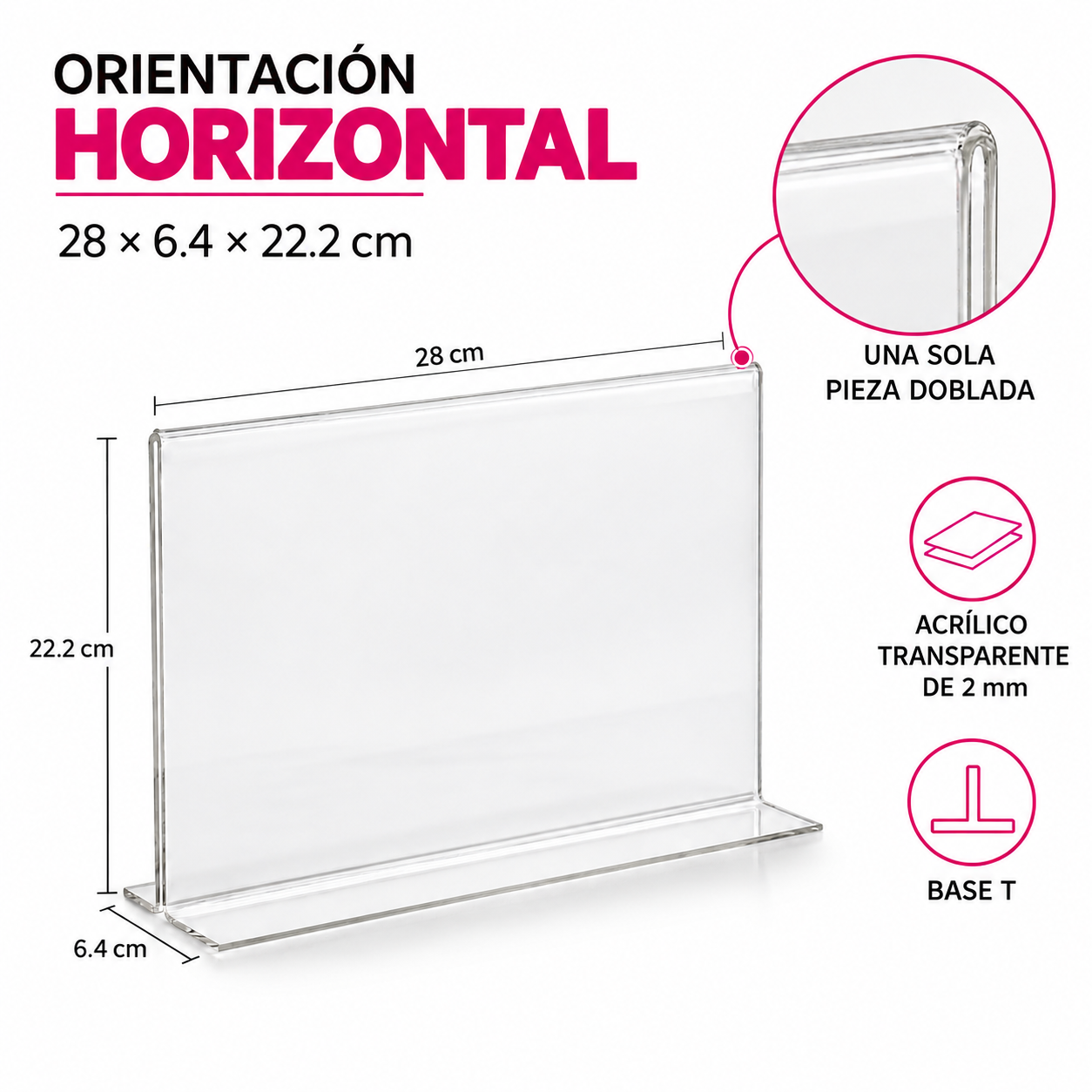 Porta Menú / Porta Hojas de Acrílico Transparente Doble Vista 2 mm Tamaño Carta · Paquete de 5 — miniatura 3